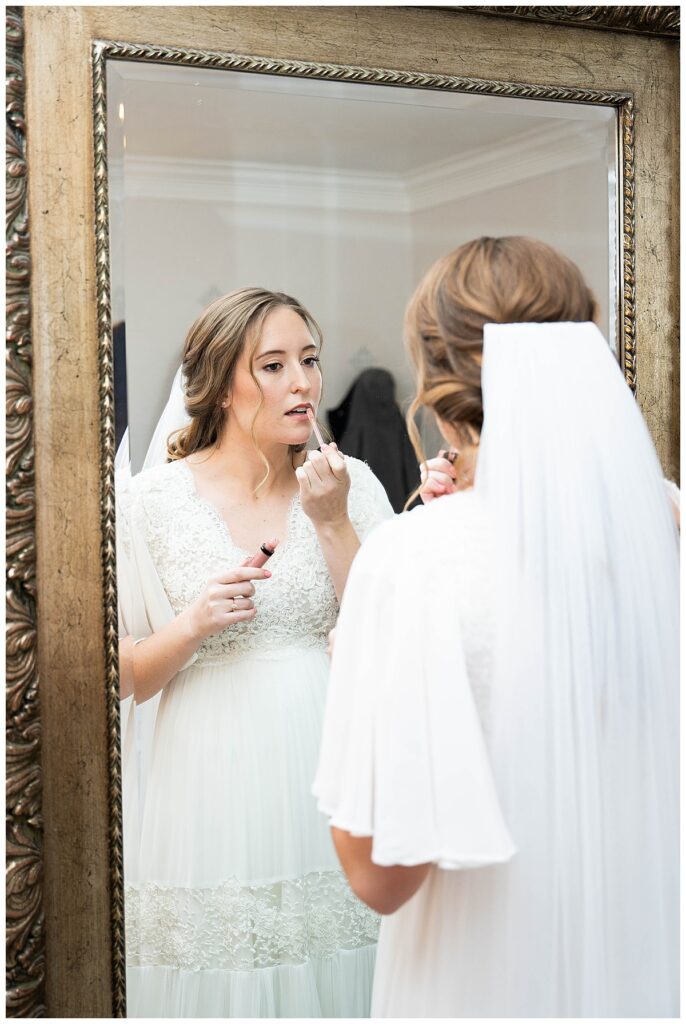 Bride getting ready pictures with bridal makeup